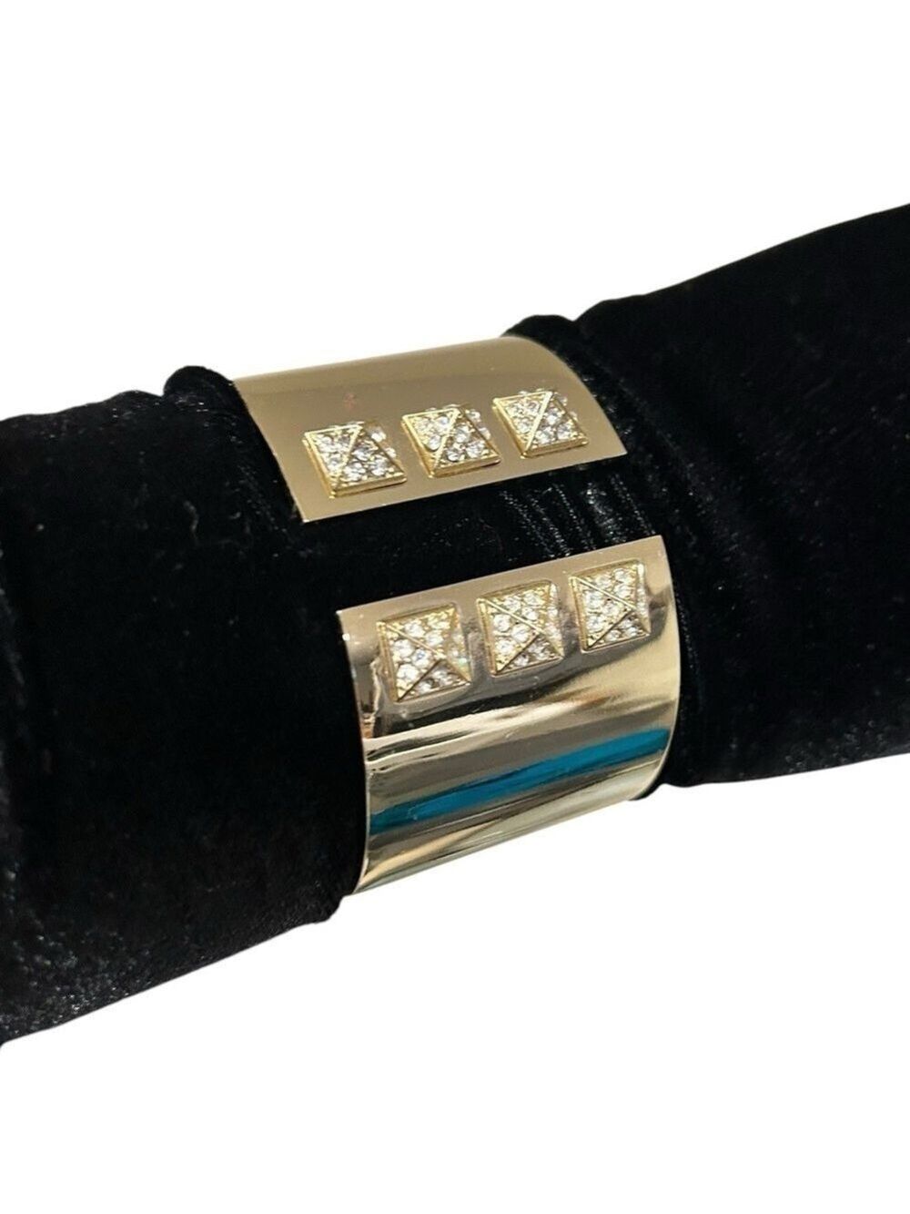 VICTORIA’S SECRET Goldtone Hinged Cuff Bracelet with Rhinestones